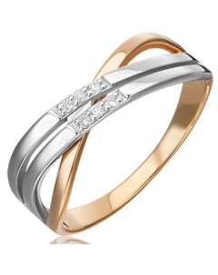 Кольцо с 6 бриллиантами из комбинированного золота Platina jewelry