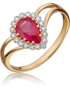 Кольцо с рубином и бриллиантами из красного золота Platina jewelry