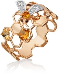 Кольцо с топазами и цитринами из красного золота Platina jewelry