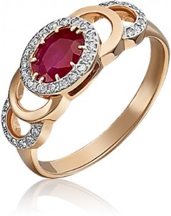 Кольцо с рубином и бриллиантами из красного золота Platina jewelry