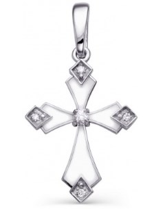 Крестик с 5 бриллиантами из белого золота Kabarovsky
