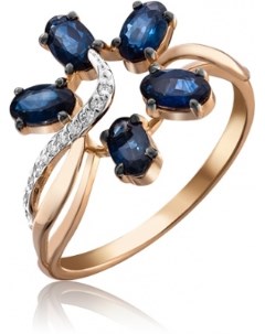 Кольцо с сапфирами и бриллиантами из красного золота Platina jewelry