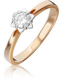 Кольцо с 1 бриллиантом из комбинированного золота Platina jewelry