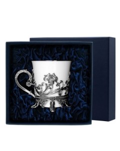 Чашка чайная Цветочная из чернёного серебра Фабрика серебра "аргента"