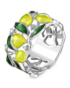 Кольцо Лимоны с 3 бриллиантами из серебра Kabarovsky
