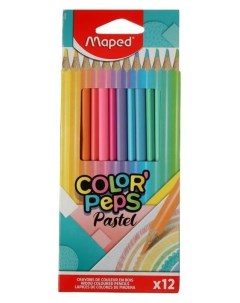 Карандаши 12цв пастель Color peps Pastel треугольные ударопроч грифель картон футляр Maped