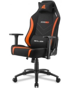 Игровое кресло Skiller SGS20 чёрно оранжевое ткань регулируемый угол наклона механизм качания Sharkoon