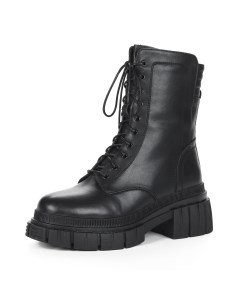 Черные ботинки из кожи на шнуровке на подкладке из натуральной шерсти на тракторной подошве Respect