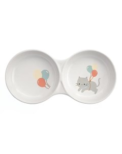 Миска для котят двойная белая керамика Petmax