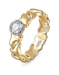 Кольцо с 1 бриллиантом из жёлтого золота Kabarovsky