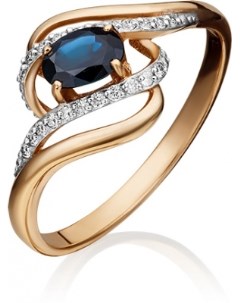 Кольцо с сапфиром и бриллиантами из красного золота Platina jewelry