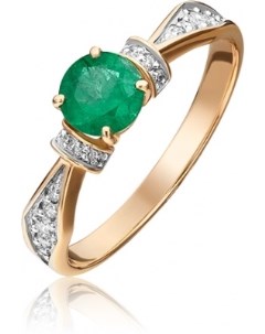 Кольцо с изумрудом и бриллиантами из красного золота Platina jewelry
