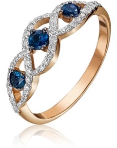 Кольцо с сапфирами и бриллиантами из красного золота Platina jewelry