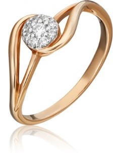 Кольцо с 9 бриллиантами из красного золота Platina jewelry