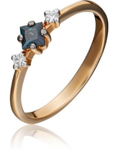 Кольцо с сапфиром и бриллиантами из красного золота Platina jewelry