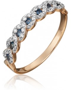 Кольцо с бриллиантами и сапфирами из красного золота Platina jewelry