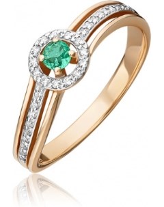 Кольцо с бриллиантами и изумрудом из красного золота Platina jewelry