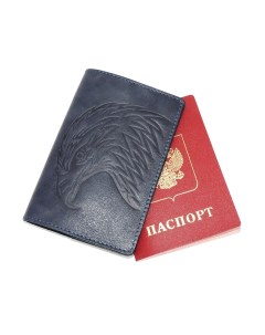 Обложка для паспорта синяя кожаная Сокол Kalinovskaya natalia