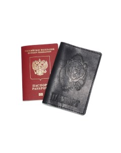 Обложка для паспорта кожаная Черный Медведь злой Kalinovskaya natalia