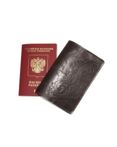Обложка для паспорта кожаная Коричневый Растение Kalinovskaya natalia