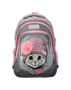 Рюкзак школьный Котик 5697583 розовый серый Grizzly