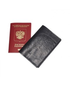 Обложка для паспорта чёрная кожаная Сокол Kalinovskaya natalia