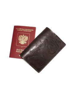 Обложка для паспорта кожаная Коричневый Птица Kalinovskaya natalia