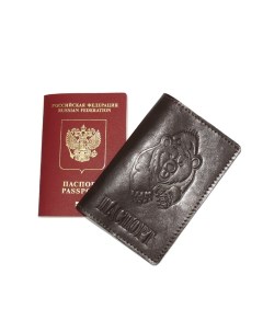 Обложка для паспорта кожаная Коричневый Медведь злой Kalinovskaya natalia