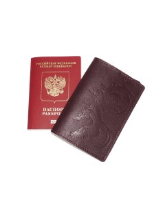 Обложка для паспорта кожаная бордовая Птица Kalinovskaya natalia