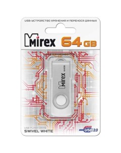 Флешка Mirex Swivel USB 2 0 13600 FMUSWT64 64Gb Белая