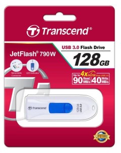 Карта памяти Transcend Флешка USB Jetflash 790 128Гб USB3 0 Белая