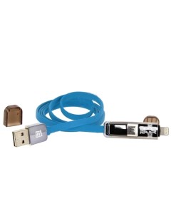 Кабель USB Remax Адаптер MicroUSB Lightning Transformers 5015 Плоский 1м Голубой