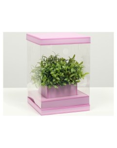 Коробка для цветов с вазой и PVC окнами складная сиреневый 16 х 23 х 16 см Nnb