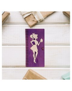 Конверт деревянный Силуэт фиолетовый фон Стильная открытка