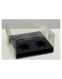 Коробка на 4 капкейка черная 18 5 18 10 см Nnb