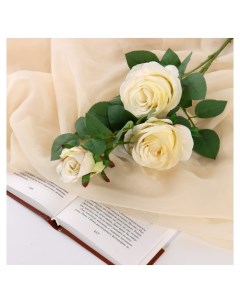 Цветы искусственные Роза роскошь 9х63 см белый Nnb