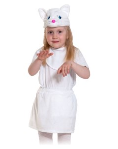 Карнавальный костюм Кошечка белая плюш лайт рост 92 116 см Карнавалофф