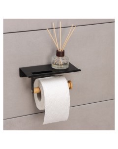 Держатель для туалетной бумаги с полочкой Bamboo 18 9 7 7 5 см цвет чёрный Nnb