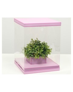Коробка для цветов с вазой и PVC окнами складная сиреневый 23 х 30 х 23 см Nnb