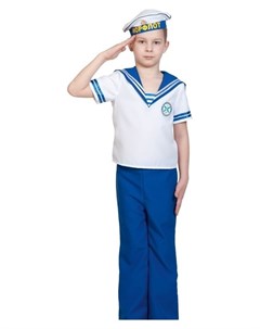 Карнавальный костюм Морячок рубаха брюки бескозырка р L рост 134 140 см Карнавалофф