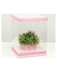 Коробка для цветов с вазой и PVC окнами складная розовый 23 х 30 х 23 см Nnb