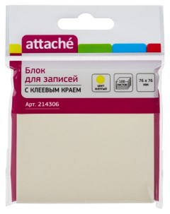 Блок кубик с клеев краем Z блок 76х76 желтый 100л Attache