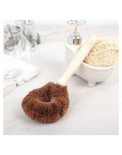Щётка для чистки посуды 23 9 3 5 см щетина кокос деревянная ручка Доляна
