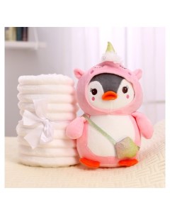 Мягкая игрушка с пледом Пингвин в костюме единорожки Кнр игрушки