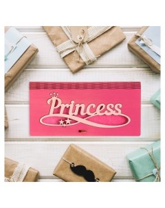 Конверт деревянный Принцесса розовый фон корона Стильная открытка