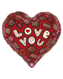 Шар фольгированный 23 люблю тебя шоколадное сердце Кнр