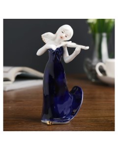 Сувенир керамика Девушка ангел скрипачка кобальт 15х9х7 5 см Nnb