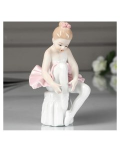 Сувенир керамика Малышка балерина в пачке с розовой юбкой на пуфике 13х8х8 5 см Nnb