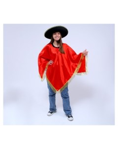 Карнавальный костюм Мексика шляпа пончо цвет красный Страна карнавалия
