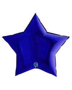 Шар фольгированный звезда 36 металлик Blue Capri Кнр